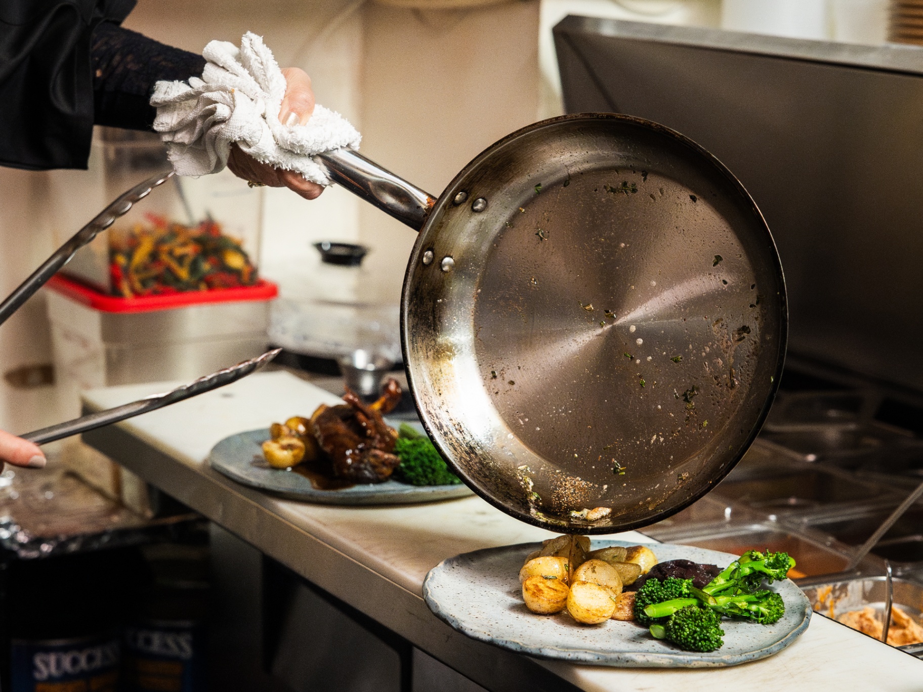 Restaurant team in action